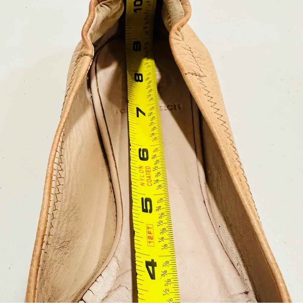 Tory Burch‎ Reva Ballet Flats 6M Camel Leather Logo Medallion Elastic Back
